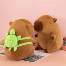 Capibara de peluche con tortuga en la espalda regalo original y divertido para navidad cumpleaños y fiestas accesorio adorable decoración habitación diseño suave y especial - Marrón - Ver 6