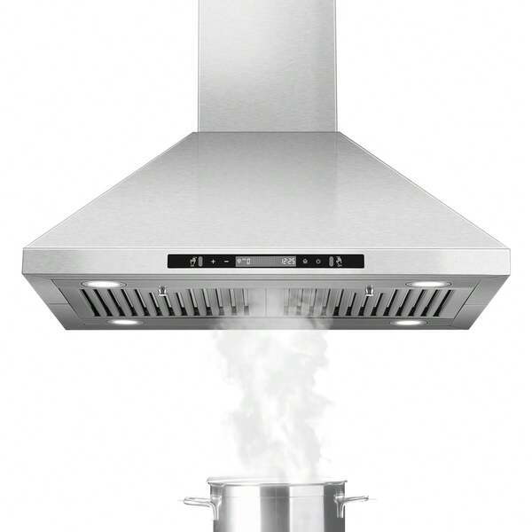 30" Island Range Hood 700 CFM Ceiling Mount Kitchen Vent Hood With Gesture/Touch Control, 3-Speed Fan & 4 LED Lights, Convertible Ductless/Duct, Stainless Steel Baffle Filters,Time Setting