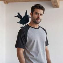 Halloween Black Crow Statue Realistic Feather Crow Shoulder Prop Halloween Party Decoration, Crow Costume Accessories - Black - View 3