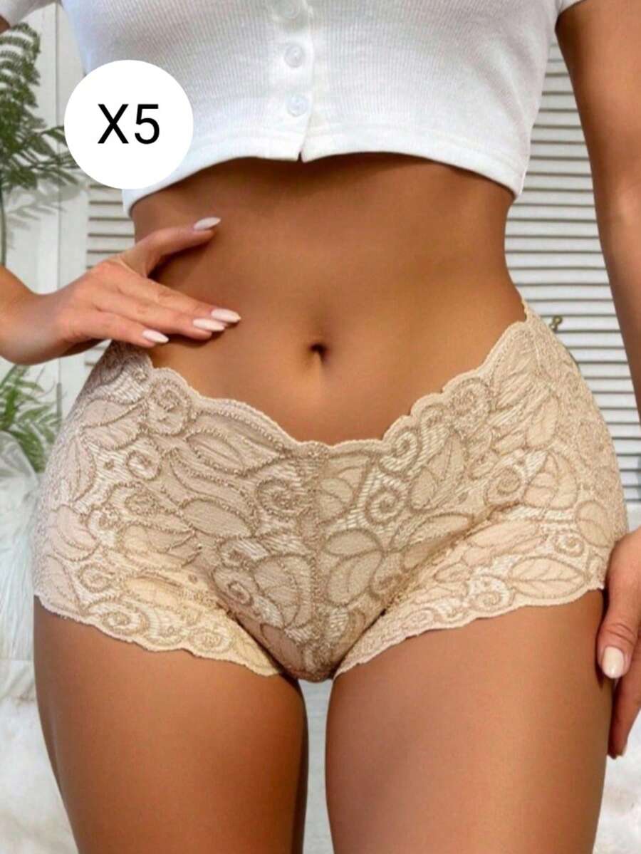 女式平角内裤 - 米色 - 查看 1