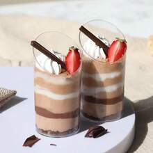 10pcs/20pcs/30pcs/40pcs/50pcs/60pcs Angled Rim Party Dessert Cups (60ml/3oz), Yogurt Jelly/Appetizer Cups - Reusable Dessert Cups, Suitable For Parties, Mini Desserts, Pudding, Fruit And Ice Cream - Clear - View 5