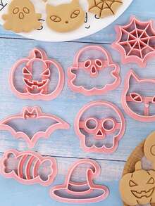 8pcs Halloween Cookie Cutter Set, Cartoon Mini Pumpkin Shape Dough Mold DIY Baking Pastry Tool - Cookie Cutters - View 9