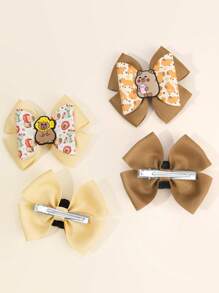 2 pièces Barrettes à cheveux avec nœud imprimé Capybara pour femmes et filles, pinces à cheveux en forme d'alligator à imprimé animal de dessin animé, barrettes adorables Capybara, accessoires de cheveux mignons et doux pour filles et femmes, pince à plat, épingle à cheveux, pinces à cheveux