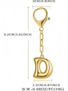Initial Keychain Women Gold Bubble Letter Bag Charm Personalized Handbag Alphabet Keyrings Accessories - Letter D - View 2