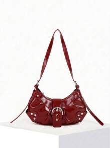 Retro Bag 1PC Y2K Gothic Fashionable Type Rivet Decoration Vintage Block Decoration Women's Shoulder Bags And Shoulder Botes Are Adjusted For Daily Travel, Niche Design, Steampunk, Goth,Bag For Women, Cool Girls Street Wear,Peferct For Music Festival, Concert, Rock Style Bag For Women