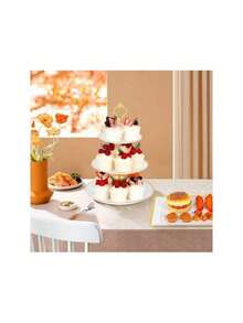 8PCS Cake Stand Set, Plastic Cupcake Stands With Gold Rim, Dessert Display Stands Set For Wedding Birthday Party Baby ShowerTea Party - 1 - 查看 3