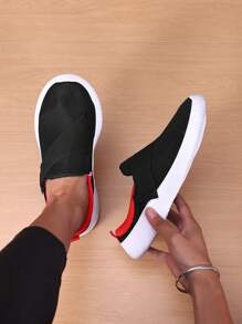 Women's Fashion Woven Breathable Comfortable Sneakers, Non-Slip Durable Slip-On Solid Color Casual Shoes, One Pair Suitable For Both Men & Women Outdoor Casual Sports