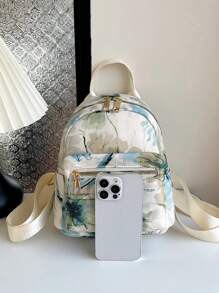 Summer New Contrast Color Decor Nylon Women Backpack Student Schoolbag (Random Floral Pattern)