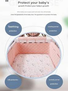 Baby Kinderbett Stoßschutz, gepolsterte Schutzauskleidung für Seitenwände des Kinderbetts, atmungsaktiver Kinderbett-Stoßschutz, Baby Kinderbett Stoßschutz, Kollisions- und Biss-Schutz Kantenschutz, gepolsterte Abdeckung für Kinderbett-Schienen, Biss- und Kollisionsschutz Kinderzimmer Bettwäsche Schutz, Weiche bedruckte Kollisionsschutz Auskleidung für Jungen und Mädchen - Verschiedenfarbig - Übersicht 8