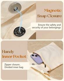 Aesthetic Tote Bag Girls - With Magnetic And Zipper Inner Pocket Women Lady Canvas Cotton Tote Bag