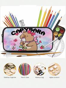 3PCS Back To School Backpack For Girls, Kids Feature Cute Capybara Backpack For Teens Elementary Middle High School Students, Large Capacity 16 Inch School Bags With Shoulder Bags And Pencil Case - Backpack + Shoulder Bag + Pencil Case - View 9