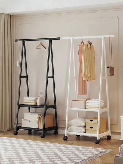 1pc Coat Rack, Triangular Drying Rack, With Shelf, Suitable For Bedroom, Multi-Layer Storage, Suitable For Living Room, Mobile Multifunctional Design, Suitable For Bedroom, Corridor, Entrance Passage