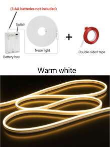 1 pièce Guirlande lumineuse à LED néon alimentée par batterie, décoration d'intérieur/extérieur pour cuisine, chambre à coucher. Lumière néon en silicone moderne et flexible. Ruban lumineux néon à LED réglable, étanche IP65