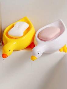 1PC/2PCS/Set Duck Soap Box, Soap Drain Box, Cartoon Soap Box That Can Drain, Bathroom Soap Rack, Soap Container, Minimalism, Essential For Bathrooms And Families. Home Bathroom Decor Fall Decor Back To School - Multicolor - View 4