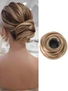 Elegant Women's Bun Hairpiece Hair Extension, 3inch Stretchable Hair Clip Synthetic Wig , High-Temperature Fiber, Versatile For All Hair Types, Secure Fit Design, Hair Accessories Suitable For All Women's Daily Wear And Gatherings