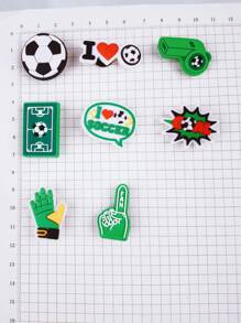 Set de 8 piezas de dijes y accesorios con tema de fútbol de dibujos animados para sandalias y pulseras, regalos DIY para decorar chanclas y teléfonos para fans del fútbol, adecuado para cumpleaños y festividades