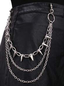 Một chiếc váy biểu diễn sân khấu nhiều lớp thắt lưng xích phong cách Hip-Hop Punk Metal Rivet Jeans Phụ kiện - A - Xem 4