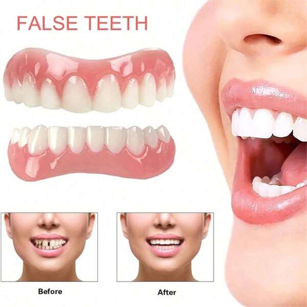 Set de 4 Dientes Falsos de Silicona para Halloween - Ajustables, Fáciles de Limpiar, Cómodos, Restauran la Sonrisa Natural, Adecuados para Hombres y Mujeres, Regalo Elegante para Uso Diario y Fiestas Festivas. (Nota: Limpiar los Dientes Postizos Antes de Usarlos para Mayor Comodidad)