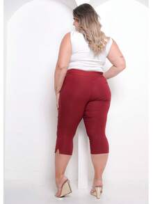 Capri Pants With Buckle - 酒紅色 - 查看 2