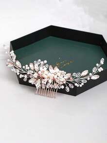 1 peça de aplique de cabelo chique e romântico de cristal, diamante e pérola, adequado para festas femininas, casamentos e trajes regulares