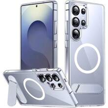 1 Pc Transparent Magnetic Phone Case, Made With TPU + Acrylic 2.0 Thick Material, High-Definition Clear, Wear-Resistant, Anti-Yellow, Shock-Proof Phone Case, Supports Wireless Charging, Magnetic Car Mount, Horizontal And Vertical Placement, Compatible With Samsung Waterproof Anti-Fall Scratch Resistant