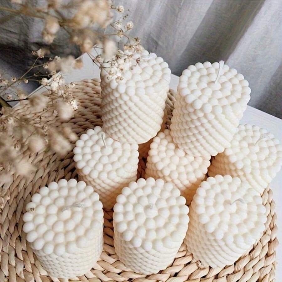 Molde de silicona en forma de cilindro para hacer velas de aromaterapia, bolas de burbujas, puntos como soporte de exhibición de yeso DIY - Blanco - Ver 1