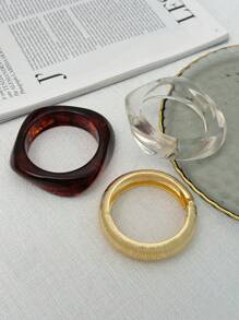 1 pieza Brazalete de resina con arco geométrico bohemio, joyería de metal versátil para fiestas casuales de lujo, boda, vacaciones, como regalo para mujeres y parejas (el material y color del brazalete estarán sujetos al producto real)