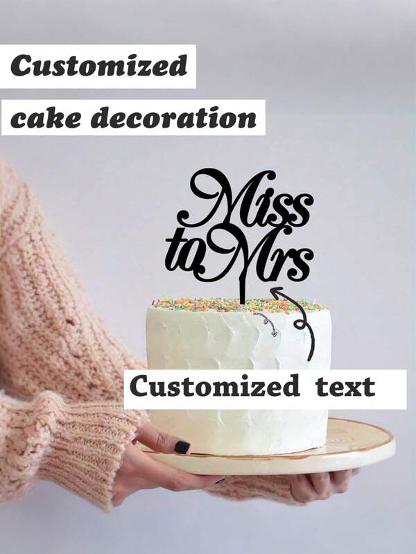 1 exquisito tocado decorativo para pastel de boda "Mr. y Sra." - Artículo decorativo Acrylic, texto personalizable, adecuado para bodas, celebraciones de aniversario y especiales. Elegante, colorido, lindo, simple, kawaii, regalo personalizado único, multiusos, decorativo, reutilizable, exquisito, de moda, alto, multicolor