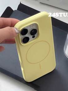 1 PIEZA Funda de teléfono con brazalete de silicona suave y magnética compatible con iPhone 16 15 14 13 12 11 Pro Max Plus para carga inalámbrica magnética y protección contra golpes