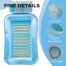 Aufblasbarer Sonnenliege Poolschwimmer, Erwachsene Poolschwimmreifen mit Kissen, 4-in-1 Sonnenliege Schwimmreifen, Sonnenliege für Wasserbälle Partygeschenke