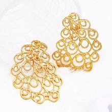 女士耳环，奢华镀金设计，大号吊坠耳环，双色时尚珠宝，婚礼和派对礼物，配饰