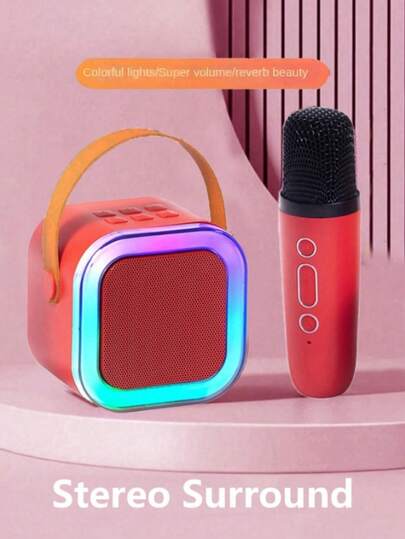 Enceinte karaoké portable sans fil avec microphone sans fil, système d'enceintes stéréo HiFi KTV, enceinte sans fil avec lumières LED RVB colorées, voix modifiée, machine à karaoké pour usage extérieur, sports, voyage, meilleur cadeau pour fête à la maison, cadeau d'anniversaire