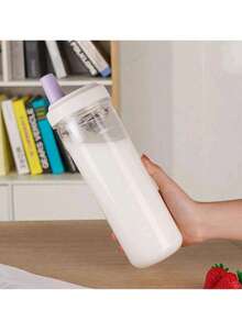 1pc Large Straw Cup: Transparent Plastic Bottle, Can Hold Juice, Milk And Drink Directly - Multicolor - View 4