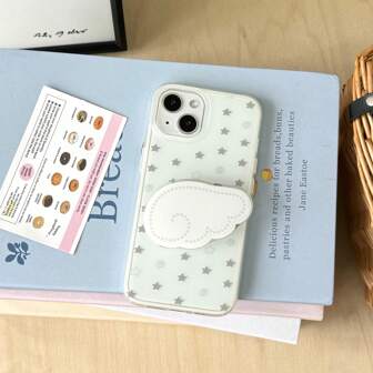 Classic Light Green Star Full-Body Phone Case + White Wing Stand, Suitable For 16 Pro/15/14 Pro Max/13