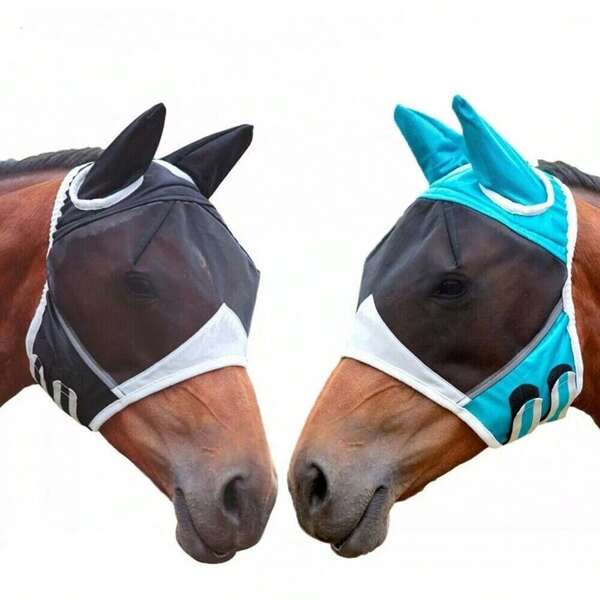 Fly Mask With Ears In Black, 2 Sizes, UV Protection