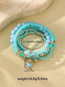 8pcs/Set Bohemian Style Beaded Bracelets For Women - Turquoise - View 6