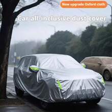 Thicker 190T Silver Coated Waterproof And Dustproof Car Cover With Reflective Strip, Full Car Protection Against Sun And Rain