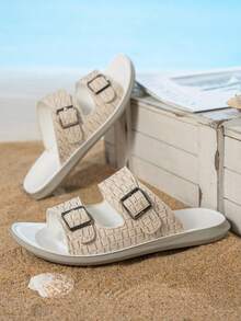 Giày sandal hai quai cổ điển dành cho nam có đế giày dày, hỗ trợ nâng đỡ, dễ dàng xỏ vào trong nhà và đi ngoài trời, thoải mái cả ngày và phù hợp để mặc thường ngày. - trắng - Xem 7