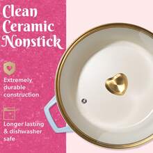 Paris Hilton 4.6 Quart Dutch Oven Cast Aluminum With Clean Ceramic™ Nonstick Coating Oven And Dishwasher Safe Blue - Như hình ảnh như hình ảnh - Xem 3