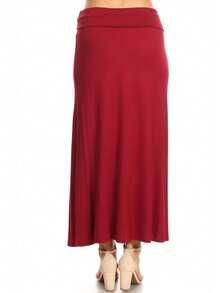 Chic Comfortable High Waisted Maxi Skirt Flowing A Line Design For Everyday Elegance - Burgundy - View 3