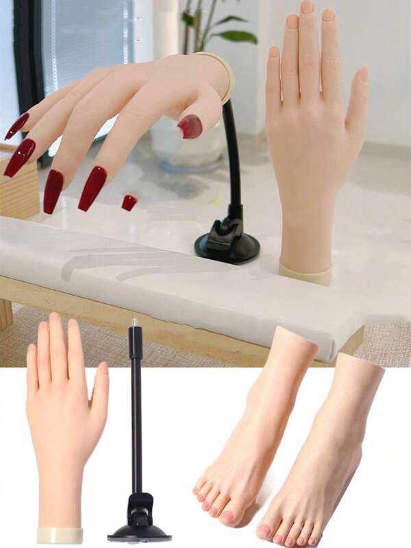 Practice Silicone Hand Foot Model Nail Art Training Display Fake Half Foot Model Pedicure Tattoo Practice Silicone Foot Model Toe Photo Simulation Foot Jewelry Necklace Jewelry Display Silicone Simulation Model