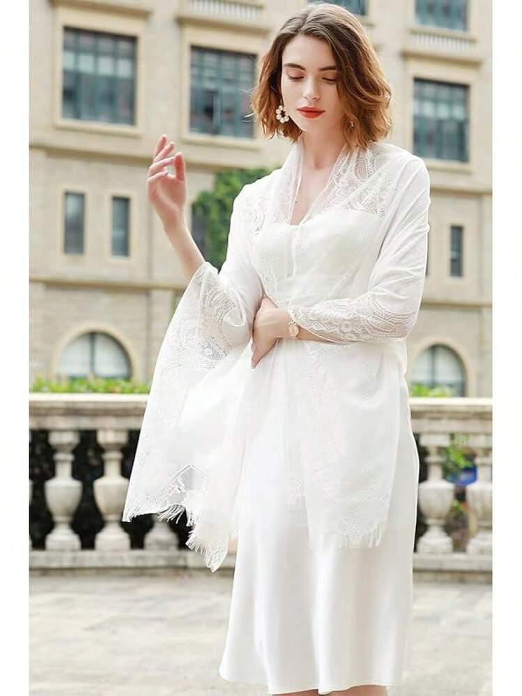 RIIQIICHY Shawls And Wraps For Evening Dresses Scarfs For Women Pashmina Wedding Formal Shawlhalloween - White-3 - View 10