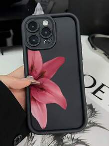 1pc Red Floral Pattern Soft TPU Shockproof Protective Phone Case, Fashion, Full-Body Protection, Compatible With IPhone 17/17 Air/17 Pro/17 Pro Max, 16/16E, 15/15 Pro/15 Pro Max, 14/14 Pro/14 Pro Max, 13/13 Pro/13 Pro Max, 12, 11