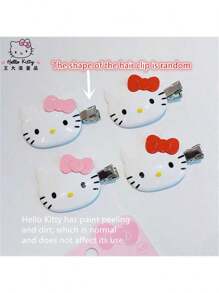 Sanrio (Authorized) New Sanrio 2 Pieces KT Metal Hair Clip - Cartoon Hair Clip Accessories, Headband, Anime Style Hair Ring, Gift For Sanrio Fans, Very Stylish Hair Clip, Suitable For Wearing In Various Occasions