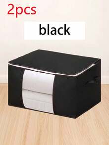 1 pièce/2 pièces/3 pièces/4 pièces/5 pièces Grands sacs de rangement, 4 paquets de bacs de rangement pour vêtements pliables, organisateurs de placard, contenants de rangement avec poignées durables en tissu épais pour couvertures, couettes, vêtements, literie 90 L, sac de rangement pour vêtements et couettes à grande capacité avec fenêtre transparente (disponible en plusieurs couleurs) - Noir - Voir 14