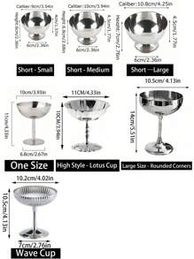 1 pieza/2 piezas Tazas de acero inoxidable para helado, postre, tazón de ensalada de frutas, tazón de frutos secos, taza de café