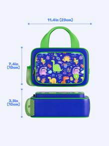 Meoky isolierte Lunchbox - 1 Stück große Kapazität Thermotasche mit seitlicher Netztasche, süßes Cartoon-Design, wiederverwendbare Bento Lunch-Tragetasche hält Essen warm & frisch, ideal für Schule, Picknick & Reisen