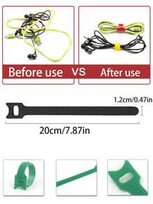 电缆线整理扎带、钩环扎带，适用于家用数据线存储和园艺扎带 - 黑色 - 查看 6