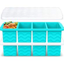 Local Delivery Silicone Freezer Molds For Soup With Lid – 1-Cup Soup Container Style Ice Cube Trays For Freezer, Meal Prep & Food Storage, Freeze 250mL/125mL Portions – 2 Pack - Lake Blue - 查看 1