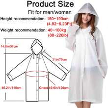 Extra Long Rain Ponchos For Adults - EVA Rain Coats Waterproof Unisex Rain Jacket With Drawstring Hood